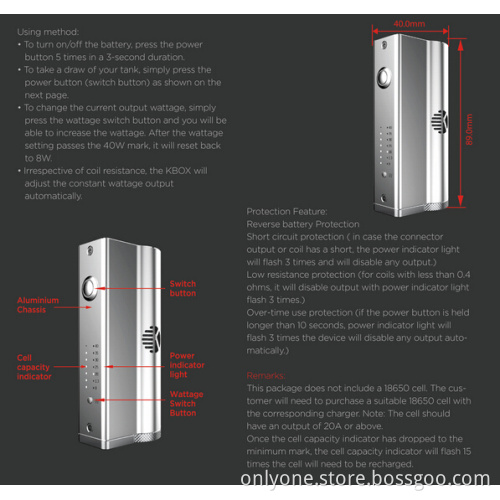 Newest Original Kanger Kbox Mod Kangertech First Box Mod Adjust 8-40watts Kanger Kbox From Koncare China Wholesale